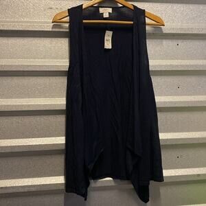Ann Taylor Loft navy new with tags shark bite button down‎ tunic top tank